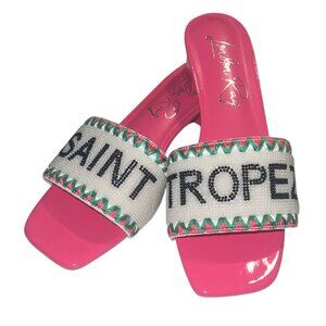 London Rag Poshta Saint Tropez Beaded Slide On Sandals Size 7 NIB